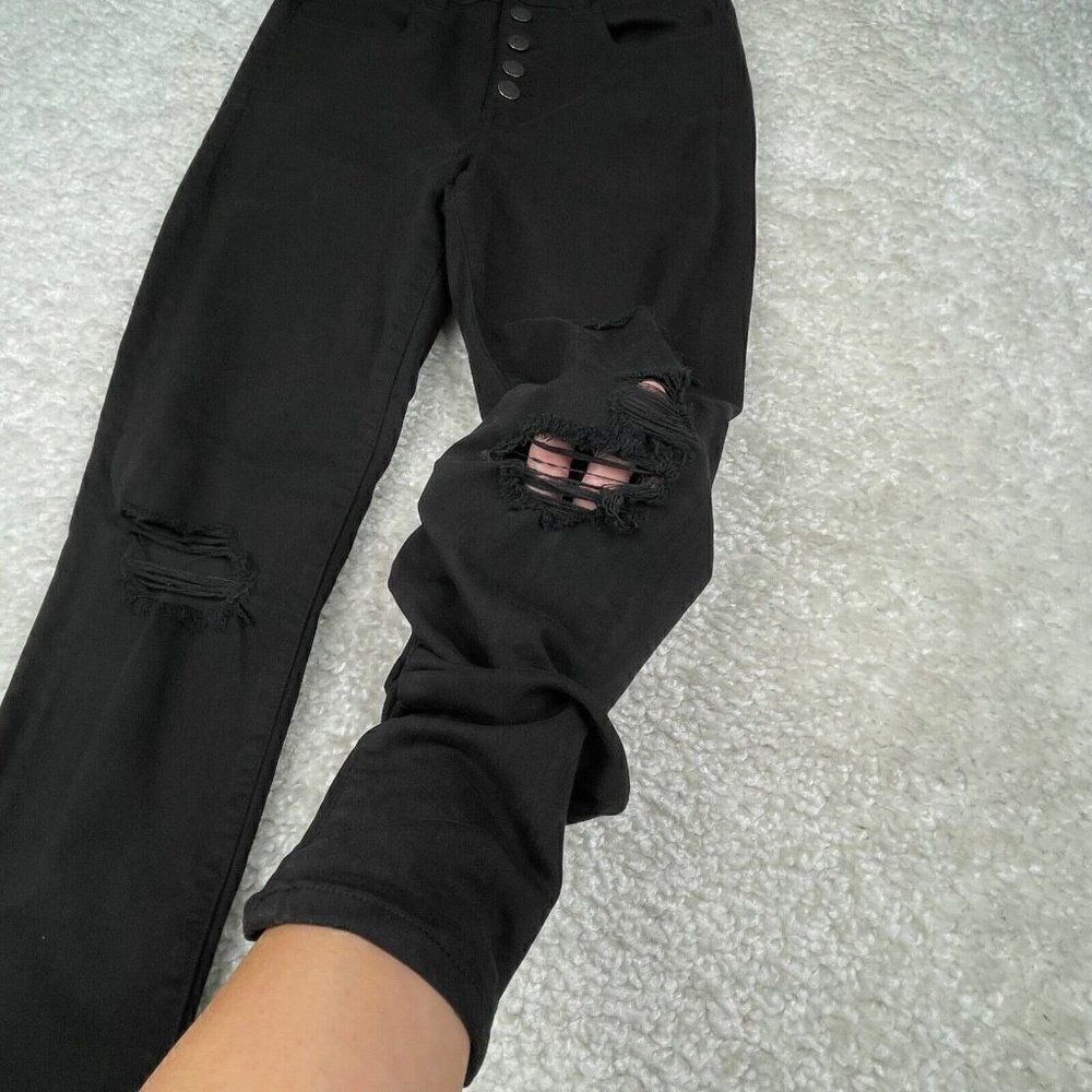 American Eagle Next Level Stretch Super Hi Rise Jegging Black Distress - Picture 6 of 11